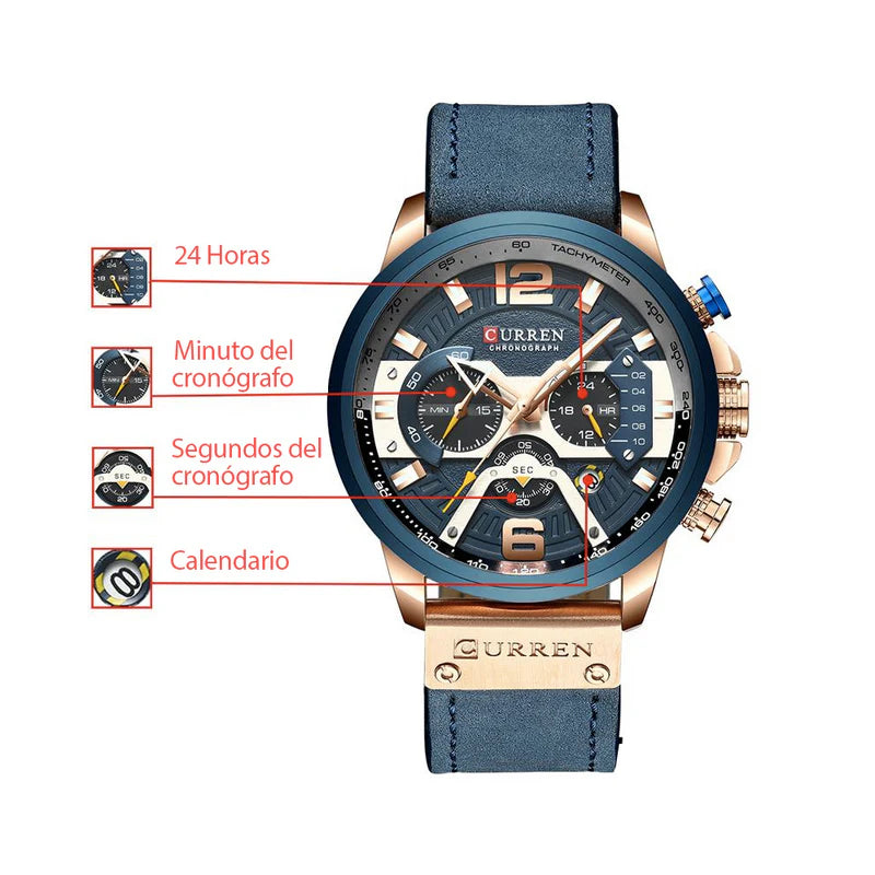 Reloj Curren Cronografo Cuero 8329